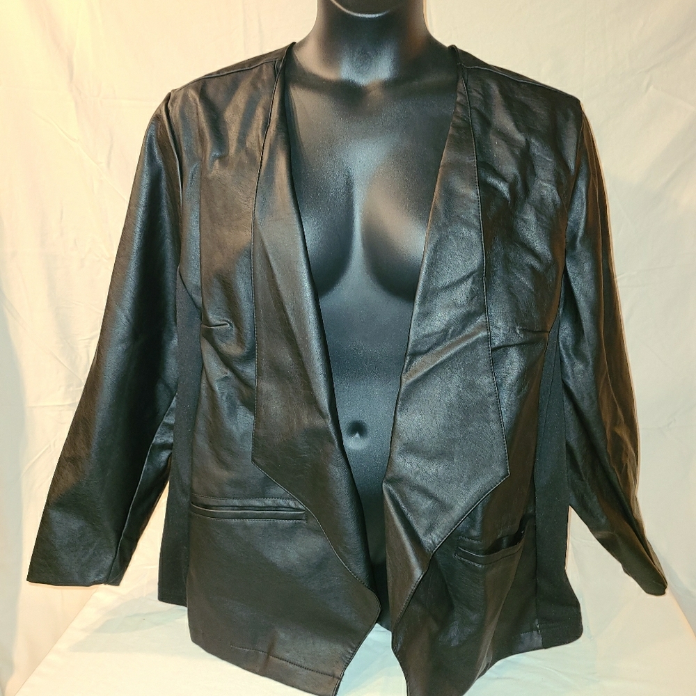 Faux leather blazer
